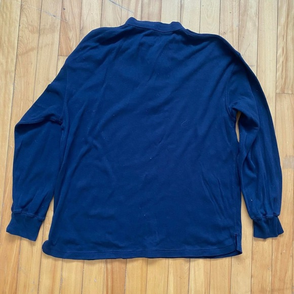 Woolrich Long Sleeve Henley Shirt Blue Textured Mens Size L - Picture 2 of 7